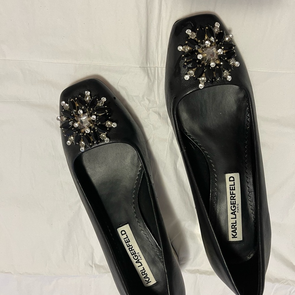 Karl Lagerfeld leather women heels .🆕